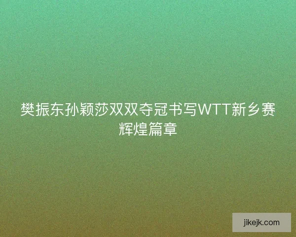 樊振东孙颖莎双双夺冠书写WTT新乡赛辉煌篇章